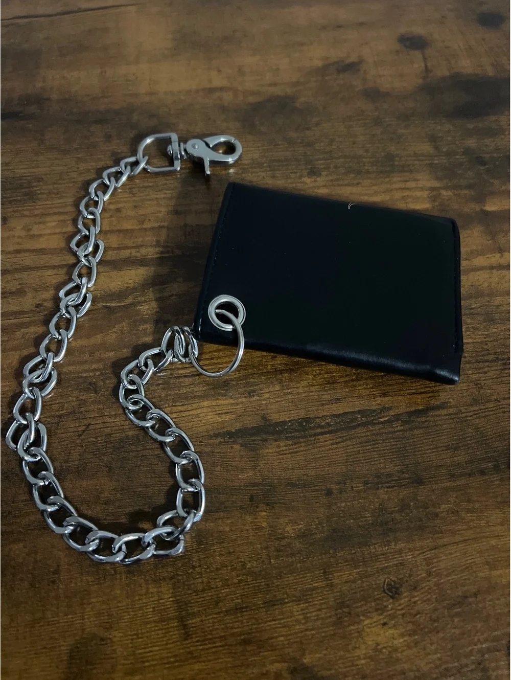Black Skull Print Chain Wallet Snap Closure Goth grunge Rock